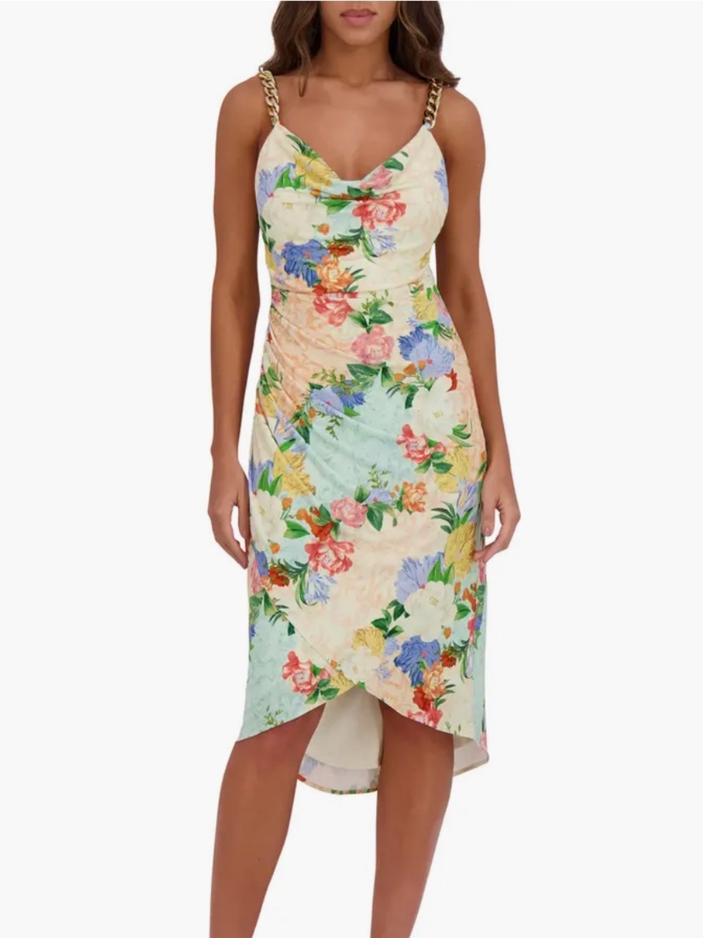 Siena Floral Chain Strap Ruched Body-Con Dress